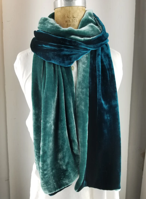Two Tone Silk Velvet Scarf